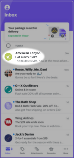 Yahoo mobile display example of a BIMI Logo in list view